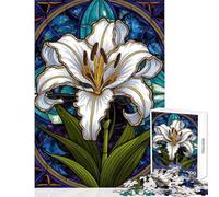 Puzzle da 1000 pezzi per adolescenti vetrata artistica gigli sinfonia gioco divertente taglio di precisione decorazione per la casa giocattolo antistress regalo (38x26cm)