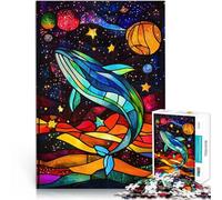 Puzzle da 1000 pezzi per adolescenti Vetrata raffigurante una balena nello spazio Rompicapo perché è ideale come regalo per tutta la famiglia 52x38cm