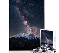 Puzzle da 1000 pezzi per adolescenti,Via Lattea su montagne innevate,decorazione da parete,ottimo regalo e giocattolo,gioco pratico con poster abbinato e quiz,dimensioni del foglio 38x26cm