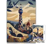 Puzzle da 1000 pezzi per adolescenti, viaggio a Barcellona, gioco intellettuale, divertente e umoristico, opera d'arte, dimensioni regalo 38x26cm