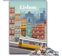 Puzzle da 1000 pezzi per adolescenti Viaggio a Lisbona, antistress, sfida difficile, regali di Babbo Natale segreto per età 14 anni in su 75x100cm