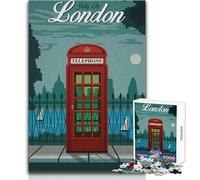 Puzzle da 1000 pezzi per adolescenti, viaggio a Londra, cabina telefonica, giocattolo, gioco intellettuale ma divertente e umoristico, opera d'arte, dimensioni regalo 38x52cm