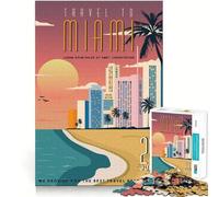 Puzzle da 1000 pezzi per adolescenti, viaggio a Miami, gioco di precisione, stimolante per la mente, divertimento, svago, Natale, arte per la casa (50x75cm)