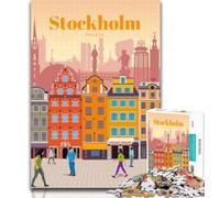 Puzzle da 1000 pezzi per adolescenti Viaggio a Stoccolma Puzzle per adulti 1000 pezzi, gioco per famiglie antistress sfida difficile Ottimi regali e giocattoli 26x38cm