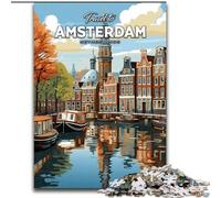 Puzzle da 1000 pezzi per adolescenti Viaggio ad Amsterdam, antistress, sfida difficile, regali di Babbo Natale segreto per età 14 anni in su 50x75cm