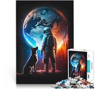 Puzzle da 1000 pezzi per adolescenti Viaggio dell'astronauta e del cane Gioco a quiz Decorazione murale Regali unici per compleanno e Natale 38x26cm