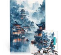 Puzzle da 1000 pezzi per adolescenti Viaggio d'epoca in Giappone sul fiume apprendimento educativo Regalo di compleanno, regali, arte murale 52x38cm