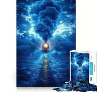 Puzzle da 1000 pezzi per adolescenti Viaggio in treno attraverso la tempesta, grafica con tagli precisi, gioco divertente e rilassante, regalo di compleanno (38x26cm)