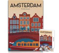 Puzzle da 1000 pezzi per adolescenti Viaggio nella città di Amsterdam Gioco impossibile Regali per donne Regali di Babbo Natale segreto Dimensioni 50x75cm