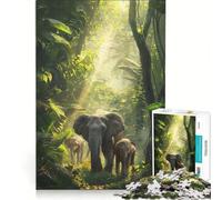 Puzzle da 1000 pezzi per adolescenti: Viaggio nella giungla con gli elefanti, gioco rilassante, stimolante da completare, per rafforzare l'amore tra le coppie 38x26cm