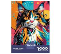 Puzzle Da 1000 Pezzi Per Adolescenti Vibrant Maine Coon Cat Bold Abstract Pop Art Print Colorful Cat Portrait Puzzle Per Adulti Giocattoli Antistress Sfida Difficile Impegnativo Da Completare 70x50cm