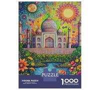 Puzzle Da 1000 Pezzi Per Adolescenti Vibrant Taj Mahal Artistry Puzzle Per Adulti Gioco Rompicapo Analisi E Logica Aiuta Ad Allenare Il Cervello 52x38cm/1000pcs