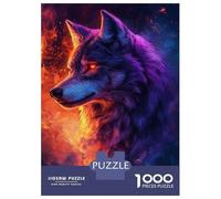 Puzzle Da 1000 Pezzi Per Adolescenti Vibrant Wolf in Fire And Stars Puzzle Giochi Divertenti Sfida Difficile Regali Unici Per Compleanno E Natale 70x50cm/1000pcs
