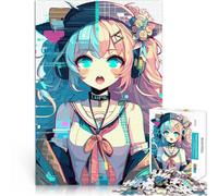 Puzzle da 1000 pezzi per adolescenti Video Anime Girl GlitchArt Gioco intellettuale giocattolo Giocattoli per la decorazione della casa 52x38cm