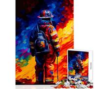 Puzzle da 1000 pezzi per adolescenti Vigile del fuoco in azione Dipinto astratto Giocattoli antistress Regali di Babbo Natale segreto Gioco pratico Interazione genitore-figlio Dimensioni 50x75cm