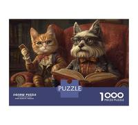 Puzzle Da 1000 Pezzi Per Adolescenti Vintage Cat Reading Book Puzzle Per Adulti Gioco Pratico Ma Divertente E Umoristico Sfida Educativa 38x26cm/1000pcs