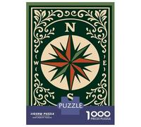 Puzzle Da 1000 Pezzi Per Adolescenti Vintage Compass Rose Illustration Puzzle Per Adulti Gioco Rompicapo Modello Di Assemblaggio Regali Per Amici E Familiari 70x50cm/1000pcs
