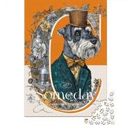 Puzzle Da 1000 Pezzi Per Adolescenti Vintage Dog in Top Hat Art Print Puzzle Giochi Rilassanti Analisi E Logica Riduzione Dello Stress Regali 70x50cm/1000pcs