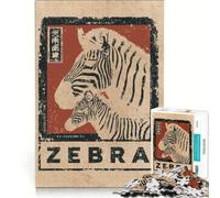 Puzzle da 1000 pezzi per adolescenti Vintage Zebra | 38x52cm Migliora la memoria Decompressione intellettuale Regali unici per il compleanno.