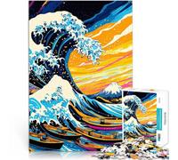 Puzzle da 1000 pezzi per adolescenti Visione Pop Art della Grande Onda di Kanagawa Sfida difficile Adatto per la decorazione del desktop 38x26cm