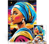 Puzzle da 1000 pezzi per adolescenti Visione Pop Art della Ragazza con una Pera Antistress Sfida difficile Decorazione della casa 38x26cm