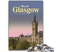 Puzzle da 1000 pezzi per adolescenti "Visita Glasgow", puzzle per adolescenti con poster abbinato e foglio di quiz per età 14+ (50x75cm)