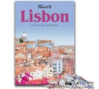 Puzzle da 1000 pezzi per adolescenti Visita Lisbona Aiuta il cervello a esercitare Giocattoli avvincenti per coltivare la pazienza Decorazione da parete (dimensioni 38x52cm)