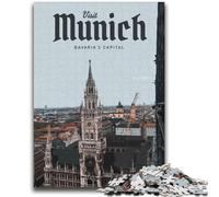 Puzzle da 1000 pezzi per adolescenti Visita Monaco Aiuta il cervello ad allenare Giocattoli avvincenti per coltivare la pazienza Decorazione da parete (dimensioni 38x52cm)
