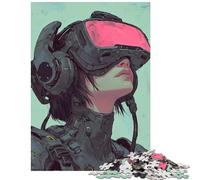 Puzzle da 1000 pezzi per adolescenti visore VR Cyberpunk ritratto di donna attività divertenti da fare a casa migliora la memoria gioco impossibile per maggiori di 14 anni (38x52cm)