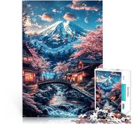 Puzzle da 1000 pezzi per adolescenti vista del monte Fuji giapponese Giochi Giocattoli Regalo con poster abbinato e foglio di quiz 75x50cm