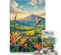 Puzzle da 1000 pezzi per adolescenti Vista sulle montagne con uccello del paradiso apprendimento educativo Interazione genitore-figlio 70x100cm