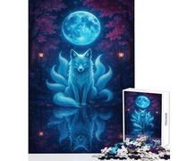 Puzzle da 1000 pezzi per adolescenti Volpe a nove code al chiaro di luna giocattolo decorazione da parete regalo di compleanno gioco pratico collezione di artisti belle arti dimensioni 38x26cm