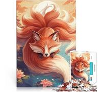 Puzzle da 1000 pezzi per adolescenti Volpe a nove code al tramonto Giochi educativi Attività divertenti a casa, regali di compleanno, regali di viaggio, 50x70cm