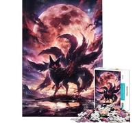Puzzle da 1000 pezzi per adolescenti Volpe a nove code sotto la luna di sangue Gioco rompicapo difficile e stimolante per la decorazione della casa Adatto a persone dai 14 anni in su (38x52cm)