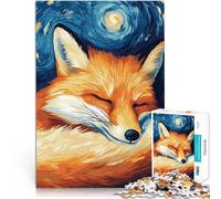 Puzzle da 1000 pezzi per adolescenti Volpe addormentata Notte stellata Gioco intellettuale è ideale come regalo per tutta la famiglia 38x26cm