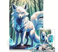 Puzzle da 1000 pezzi per adolescenti: Volpe bianca mistica nella foresta gioco rilassante antistress intellettuale compleanno e altre occasioni 38x26cm