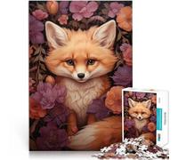 Puzzle da 1000 pezzi per adolescenti Volpe carina tra i fiori autunnali Gioco a quiz Attività divertenti a casa, regali di compleanno, regali di viaggio, 38x52cm