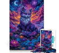 Puzzle da 1000 pezzi per adolescenti,Volpe celeste nel giardino di loto,design pulito,puzzle logico,gioco di svago,regalo di compleanno (38x26cm)