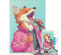 Puzzle da 1000 pezzi per adolescenti: Volpe che canta con giacca rosa decorazione da parete passatempo ideale per le vacanze a casa per rafforzare l'amore tra le coppie 50x75cm