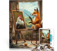 Puzzle da 1000 pezzi per adolescenti Volpe che dipinge un gallo Allena il tuo cervello e le tue mani offerte come regali per tutta la famiglia 75x50cm