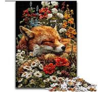 Puzzle da 1000 pezzi per adolescenti, Volpe che dorme tra i fiori, per età dai 14 anni in su, decorazione per la casa come regalo per tutta la famiglia e gli amici (dimensioni 50x75cm)