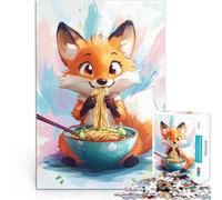Puzzle da 1000 pezzi per adolescenti Volpe che mangia ramen Vacanza a casa: uccidere il tempo è ideale come regalo per tutta la famiglia 38x26cm