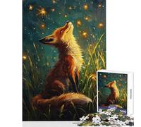 Puzzle da 1000 pezzi per adolescenti Volpe e le stelle Luci Decorazione per la casa Giocattoli Opere d'arte Regalo Giochi divertenti Allena il tuo cervello e le tue mani Dimensioni 38x52cm