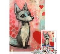 Puzzle da 1000 pezzi per adolescenti Volpe grigia innamorata di San Valentino Giocattolo educativo Regalo per compleanni Giochi rilassanti Adatto per la decorazione del desktop Dimensioni 38x52cm