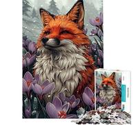Puzzle da 1000 pezzi per adolescenti volpe in fiore d'inverno ideale come regalo di compleanno o di Natale per donne Giocattolo fai da te per maggiori di 14 anni (38x52cm)