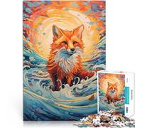 Puzzle da 1000 pezzi per adolescenti Volpe in piedi sulle onde giocattoli educativi per l'apprendimento Adatto per la decorazione del desktop 75x50cm