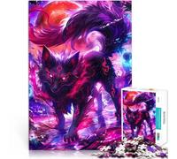 Puzzle da 1000 pezzi per adolescenti Volpe nera con luna rossa Per il divertimento in famiglia Gioco educativo per compleanno e Natale 38x26cm