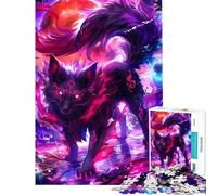 Puzzle da 1000 pezzi per adolescenti volpe nera con luna rossa puzzle per adulti gioco per famiglie decorazione per la casa compleanno (dimensioni 38x52cm)