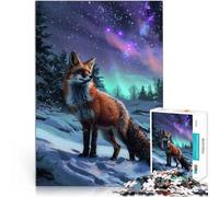 Puzzle da 1000 pezzi per adolescenti Volpe rossa Aurora boreale Giocattoli Giochi Educativi Antistress Giocattoli per la decorazione della casa 75x50cm