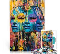 Puzzle da 1000 pezzi per adolescenti Volti astratti a colori Gioco impegnativo e gioco in famiglia Gioco educativo per compleanno e Natale 38x26cm
